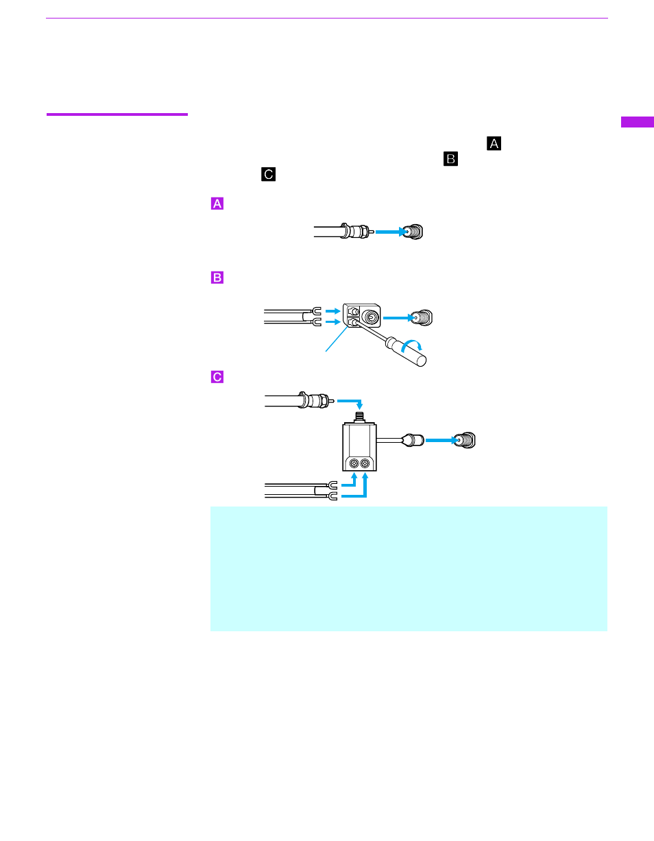 Basic connections (connecting cable tv or antenna), Connecting directly to cable or an antenna, Basic connections (connecting cable tv or | Antenna) | Sony GRAND WEGA KF 60DX100 User Manual | Page 25 / 92