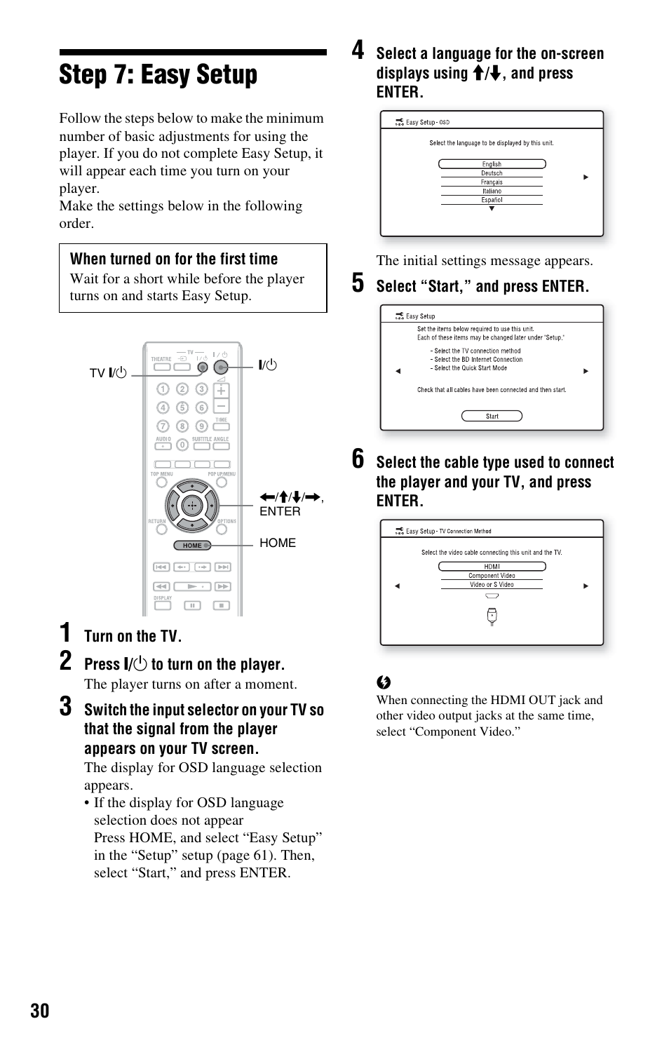 Step 7: easy setup | Sony BDPS560 User Manual | Page 30 / 83