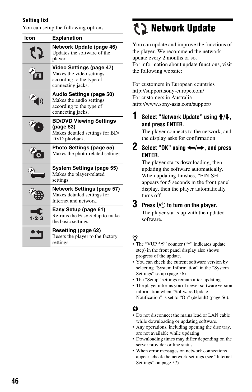 Network update | Sony BDPS560 User Manual | Page 46 / 83