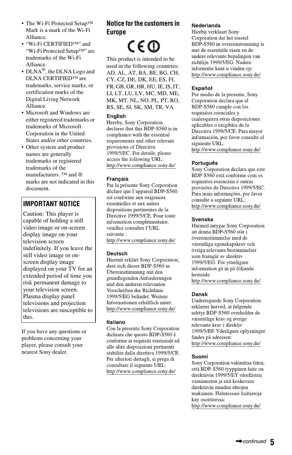 Sony BDPS560 User Manual | Page 5 / 83