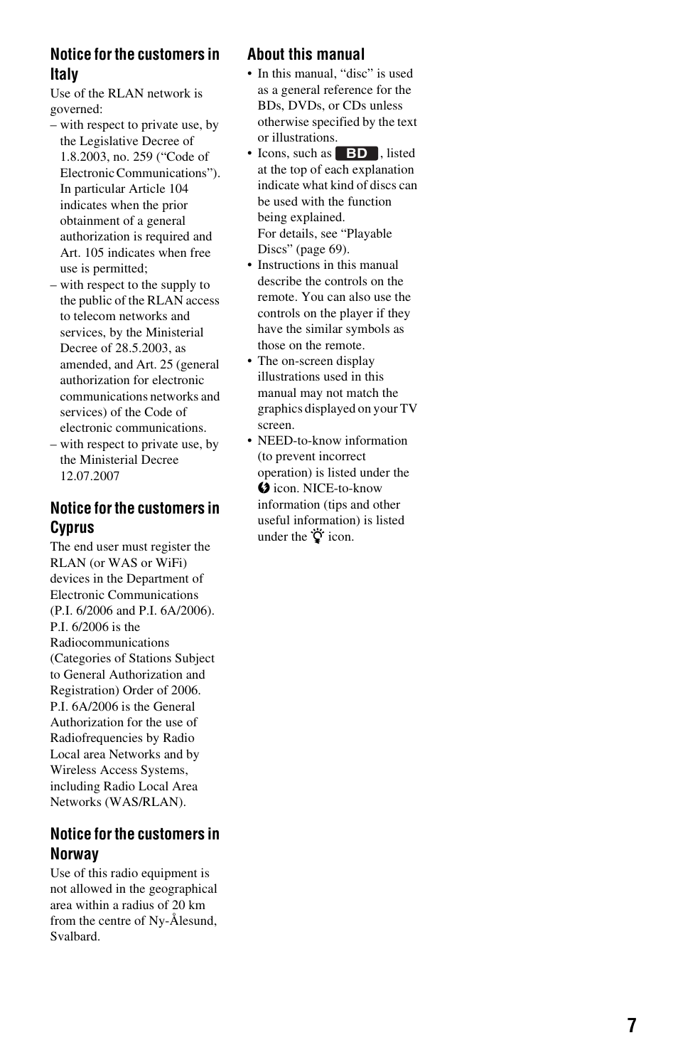 Sony BDPS560 User Manual | Page 7 / 83