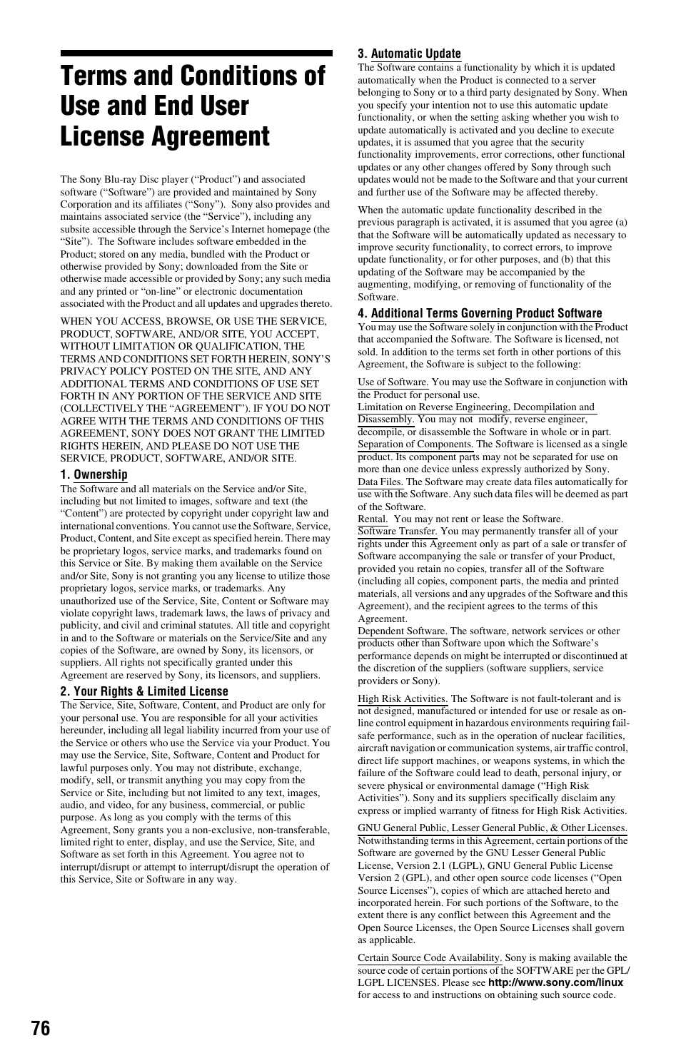 Sony BDPS560 User Manual | Page 76 / 83