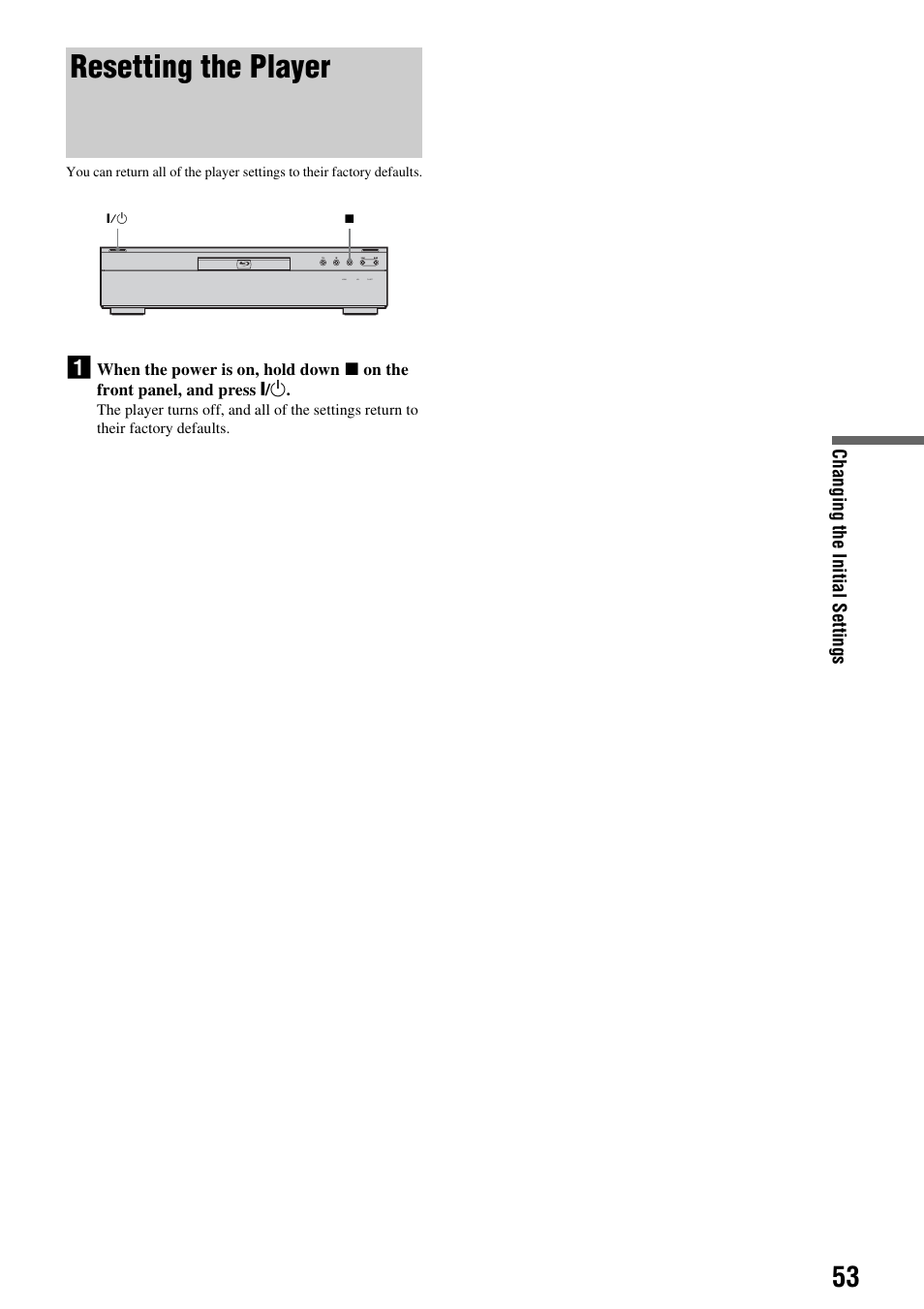 Resetting the player | Sony BDP - S1E User Manual | Page 53 / 64