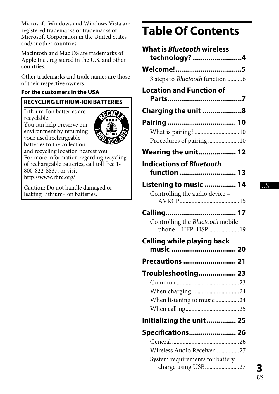 Sony DRC-BT30 User Manual | Page 3 / 56