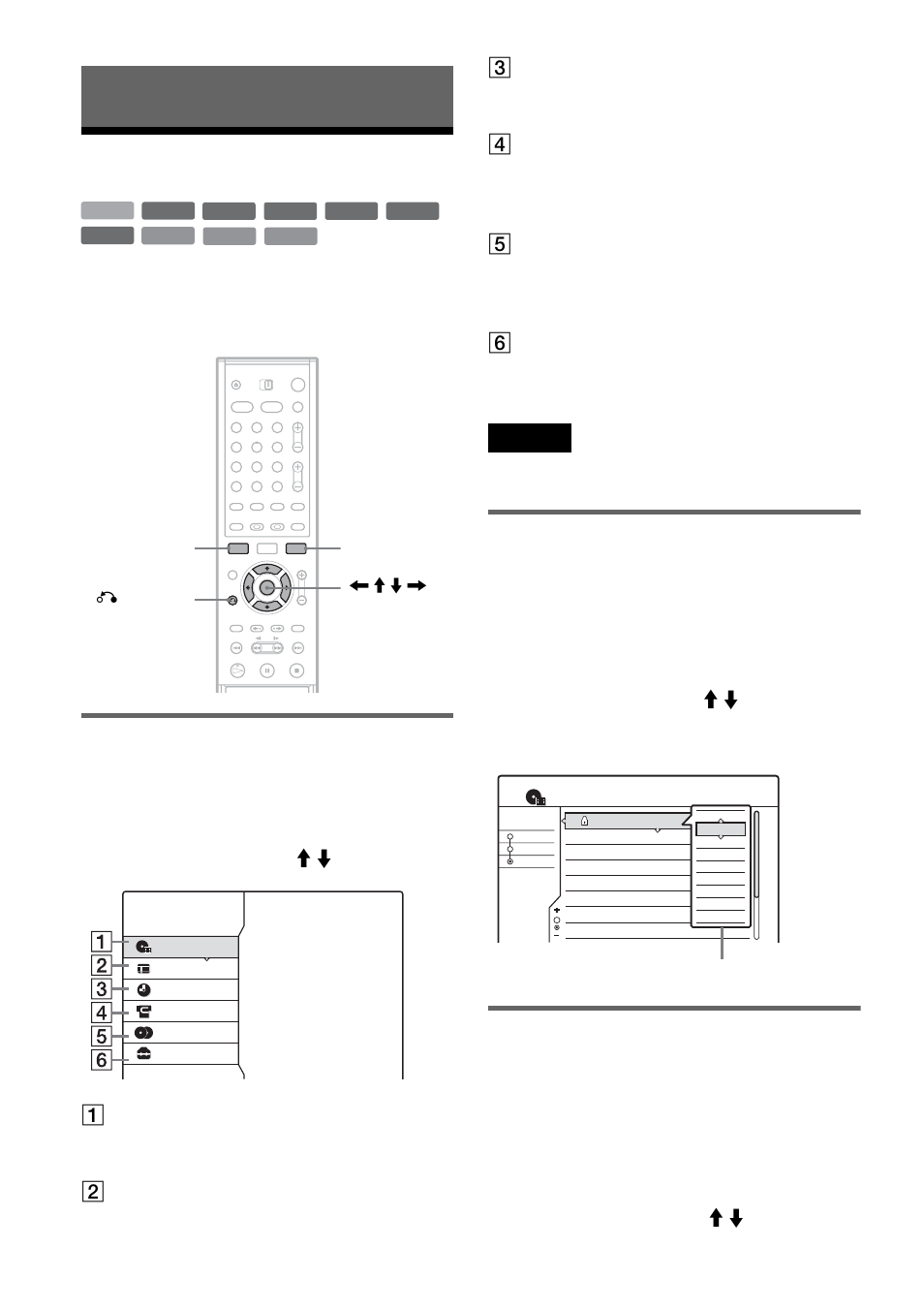 Guide to displays, Using the on-screen menus, System menu | Sub-menu, Tools, A title li st (page 37), B tv guide (page 46), C schedule (page 49), D dv/d8 ed it (page 77), E dubbing (page 72) | Sony RDR-HX900 User Manual | Page 32 / 120