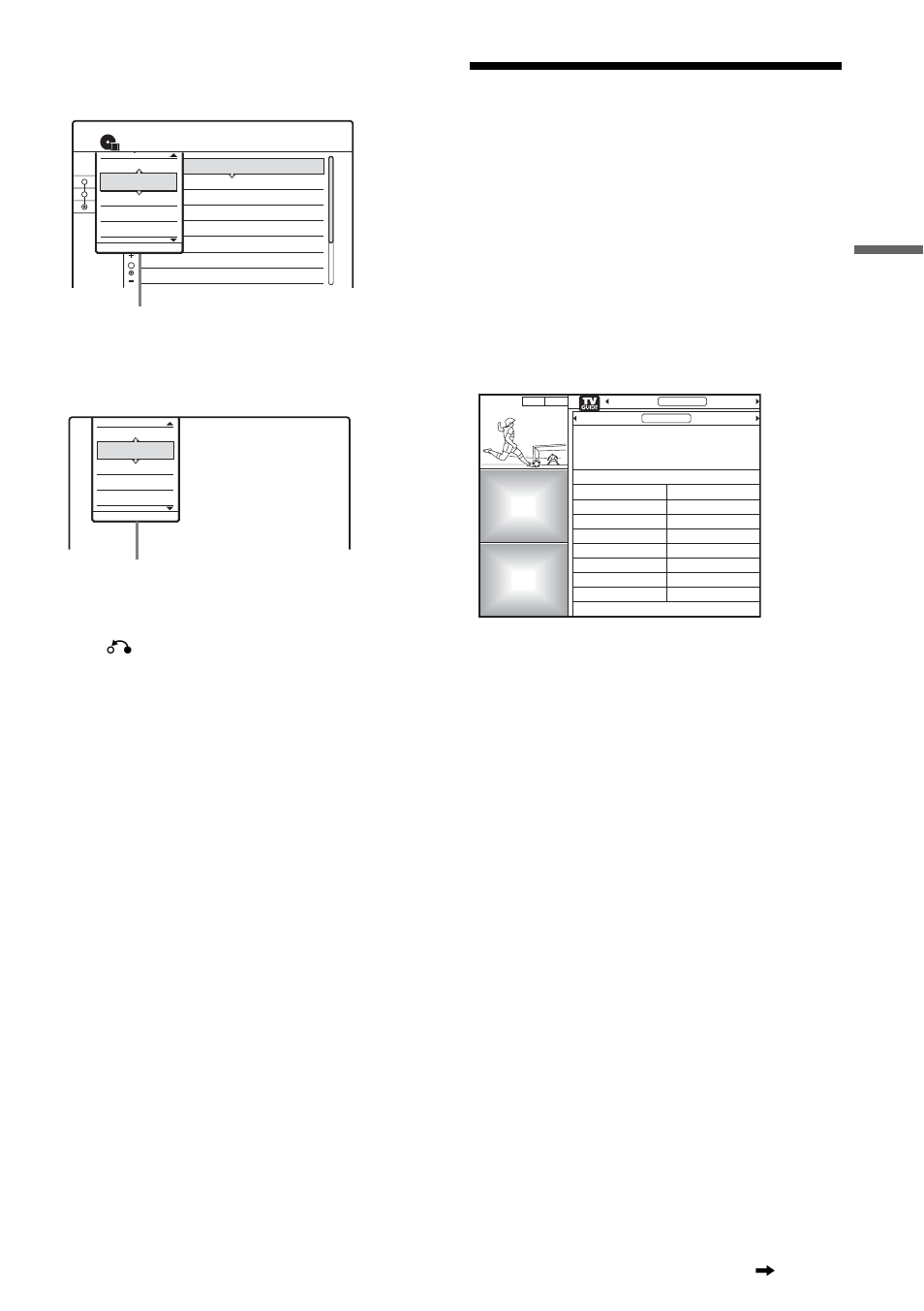 Using the tv guide on screen system, Press o return, Gu ide t o di sp la ys | Options for the disc or menu, Options for the disc or picture, Continued | Sony RDR-HX900 User Manual | Page 33 / 120