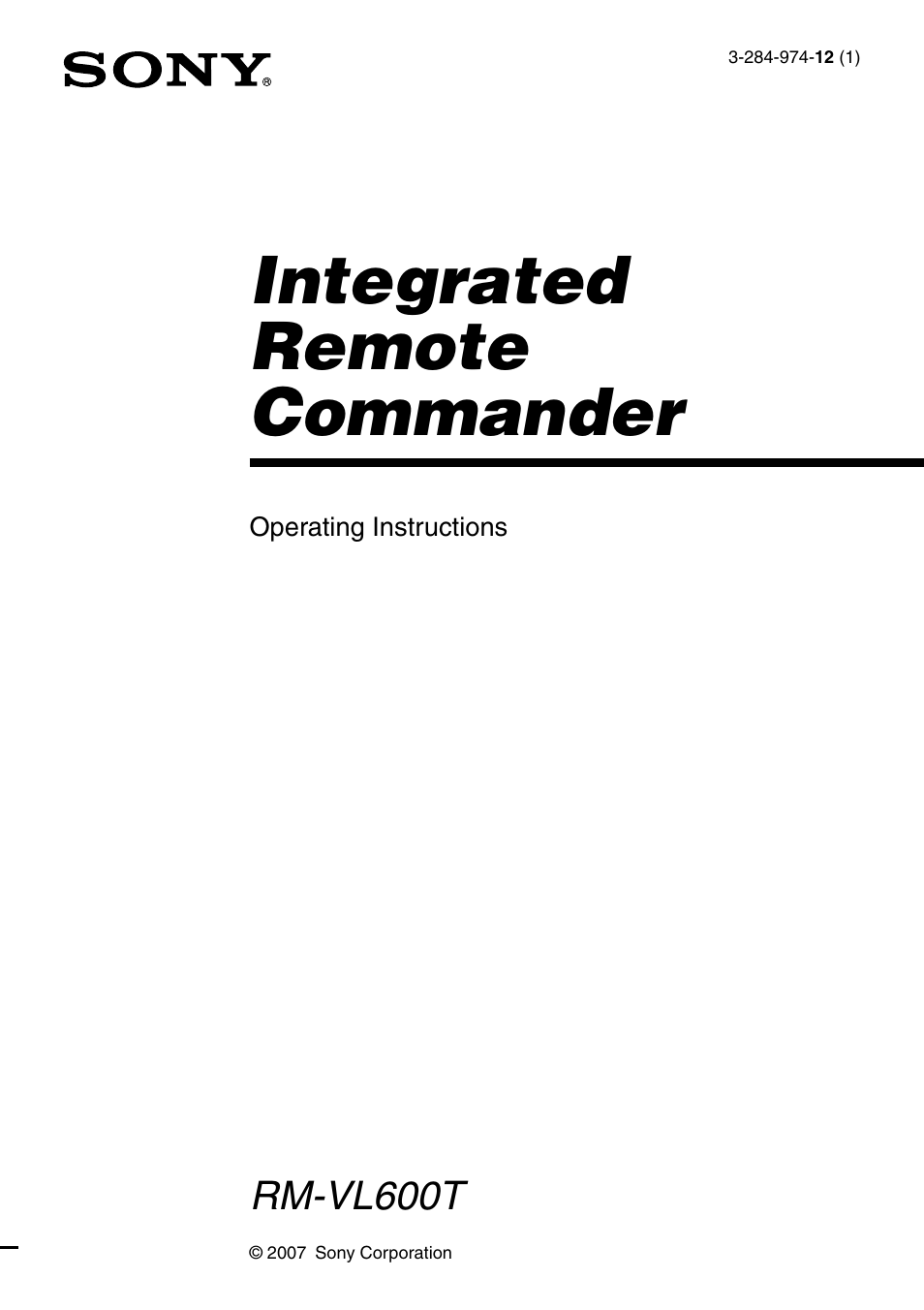 Sony RM-VL600T User Manual | 36 pages