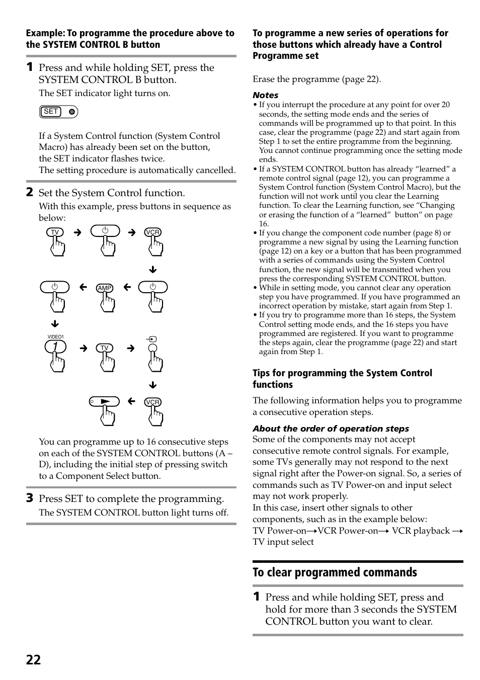 To clear programmed commands | Sony RM-VL600T User Manual | Page 22 / 36