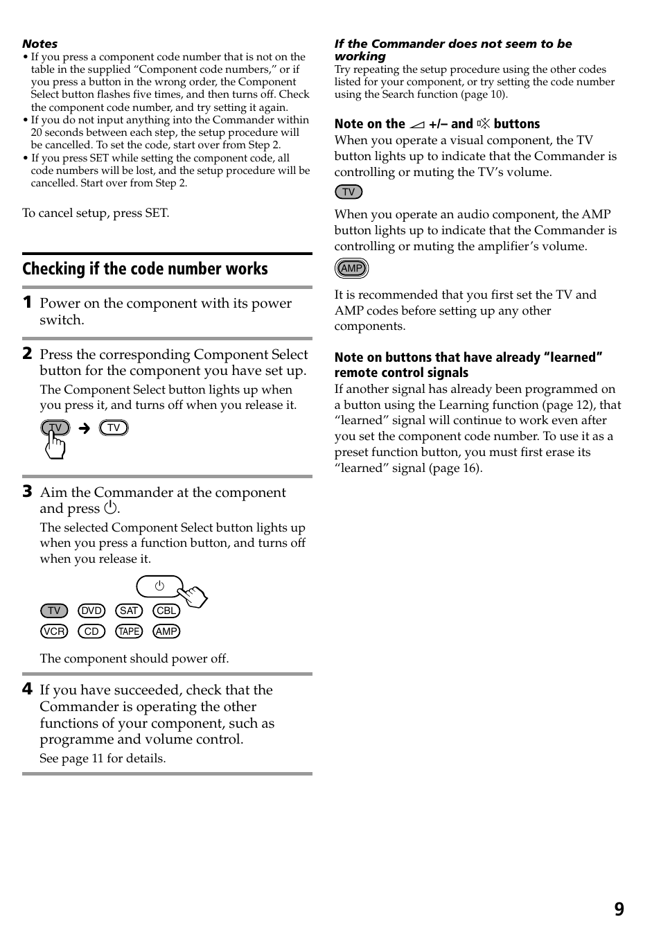 Checking if the code number works, Checking if the code number works 1 | Sony RM-VL600T User Manual | Page 9 / 36