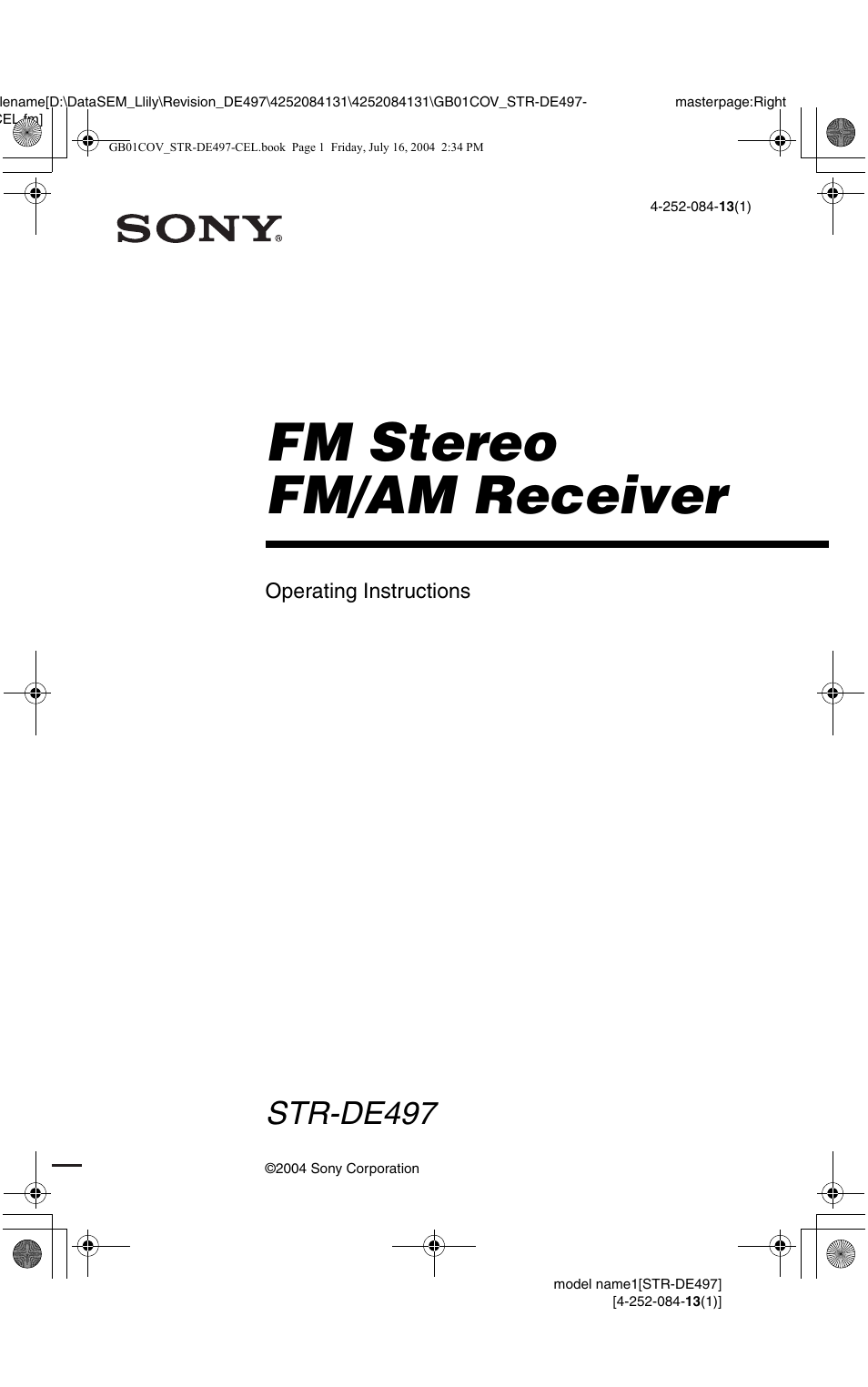 Sony STR-DE497 User Manual | 51 pages