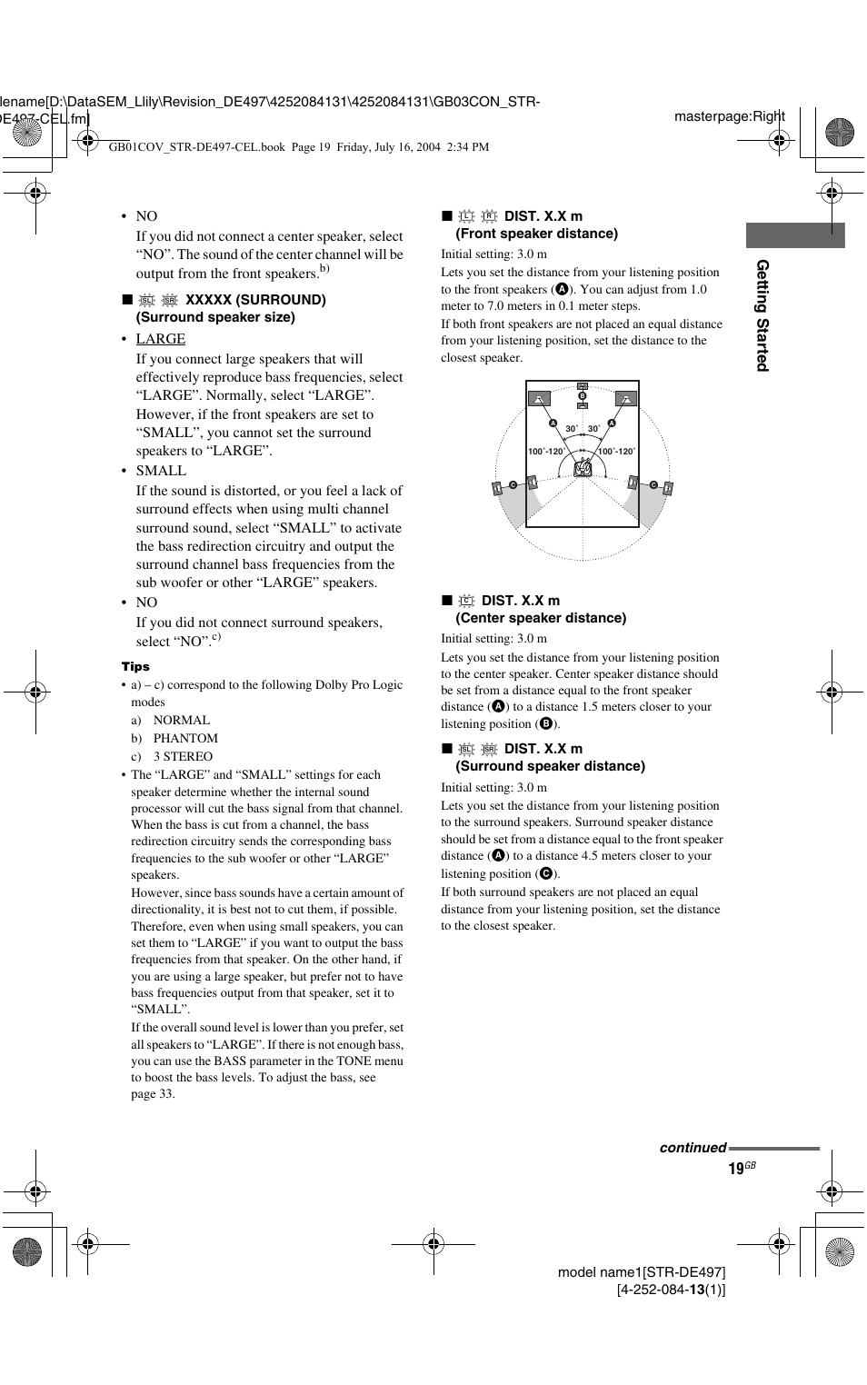 Getting star ted | Sony STR-DE497 User Manual | Page 19 / 51