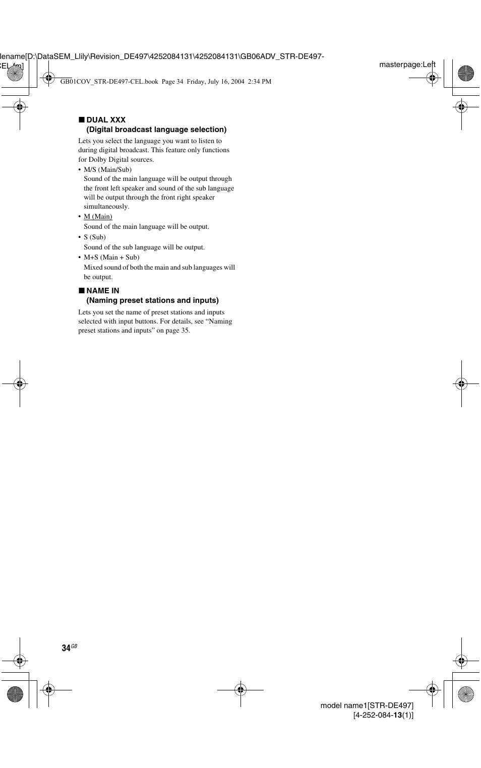 Sony STR-DE497 User Manual | Page 34 / 51