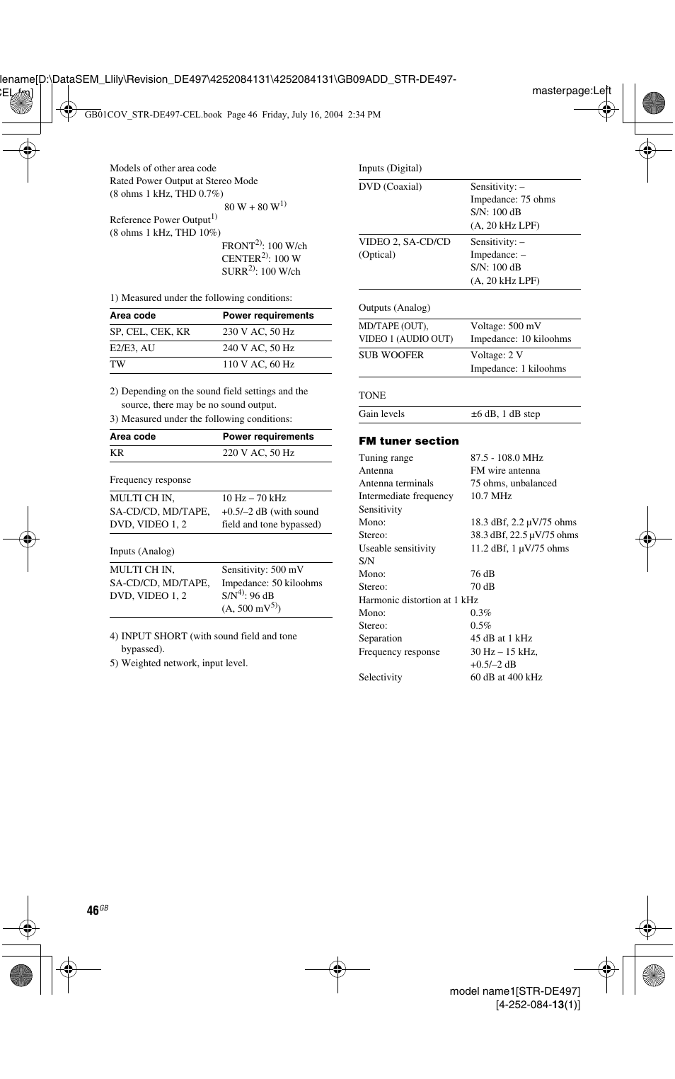 Sony STR-DE497 User Manual | Page 46 / 51