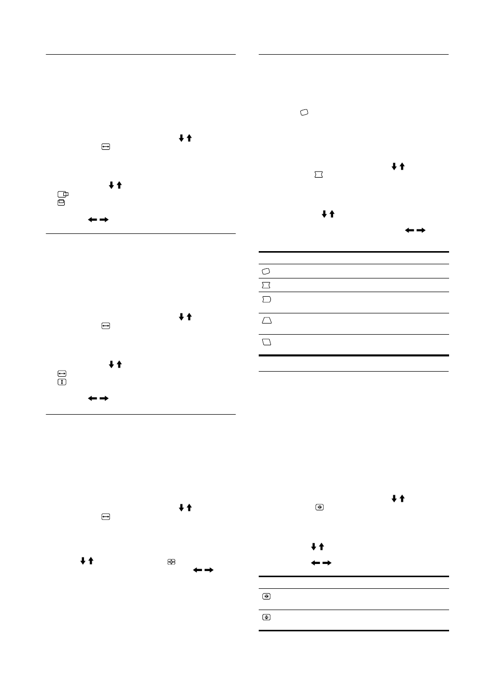 Réglage du centrage de l’image (centrage), Réglage de la taille de l’image (taille), Agrandir ou réduire l’image (zoom) | Réglage de la forme de l’image (geometrie), Réglage de la convergence (convergence), Ajuste del centrado de la imagen (centro), Ampliación o reducción de la imagen (zoom), Ajuste de la forma de la imagen (geometria), 10 réglage du centrage de l’image (centrage) | Sony HMD-A400 User Manual | Page 24 / 48