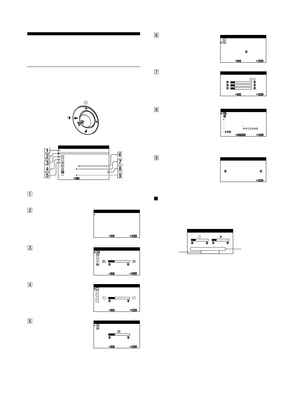 Customizing your monitor, Navigating the menu, Xdisplaying the current input signal | Sony HMD-A400 User Manual | Page 8 / 48