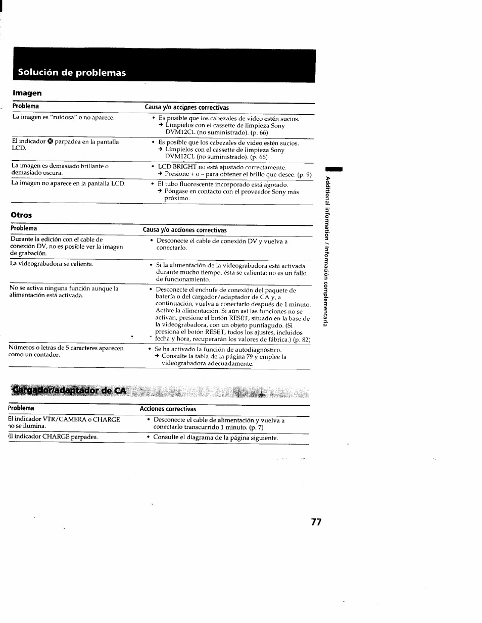 1 solución de problemas | Sony GV-D900 User Manual | Page 77 / 88