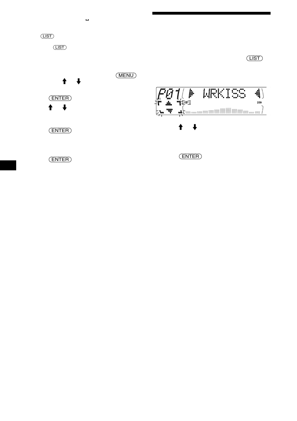 Tuning in a station through a list, List-up | Sony CDX-M670 User Manual | Page 16 / 108