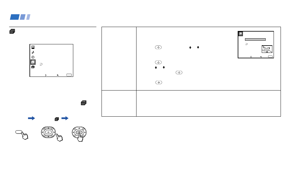 Using the channel set up menu, Adjusting your set up (menus) (continued), Menu | Sony 53S75 User Manual | Page 34 / 58