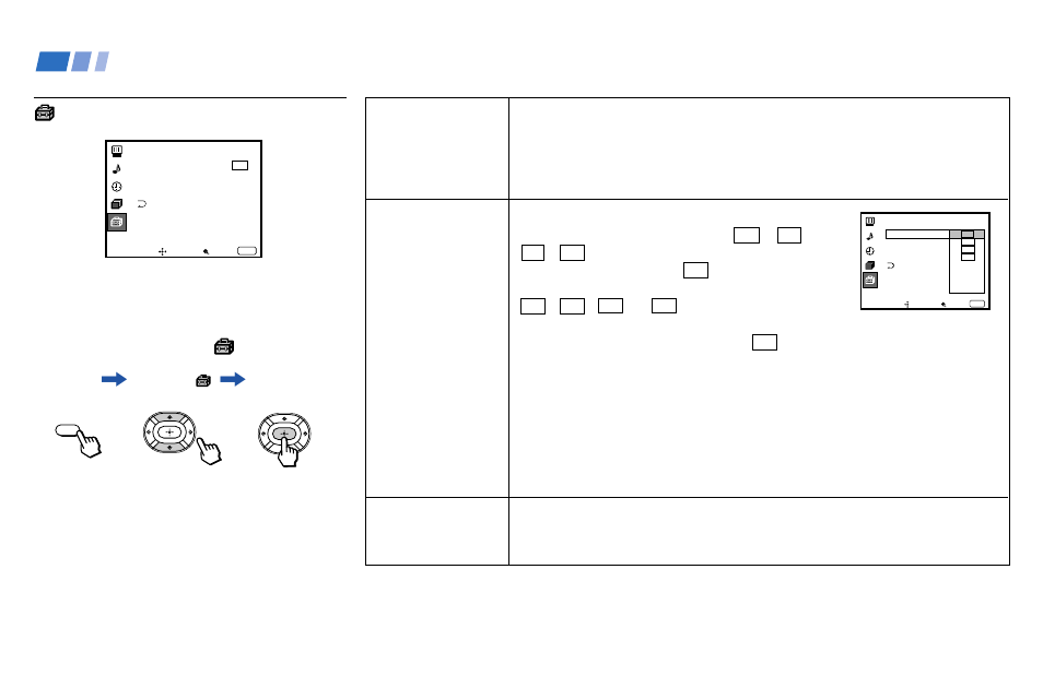 Using the set up menu, Adjusting your set up (menus) (continued) | Sony 53S75 User Manual | Page 38 / 58