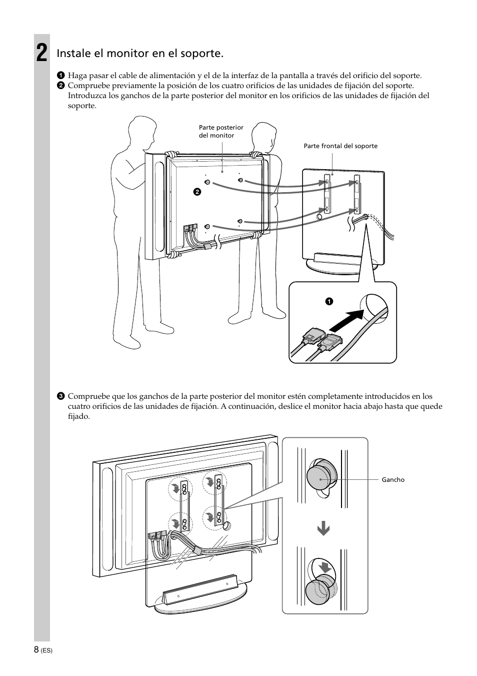 Instale el monitor en el soporte | Sony SU-PF1L User Manual | Page 28 / 36