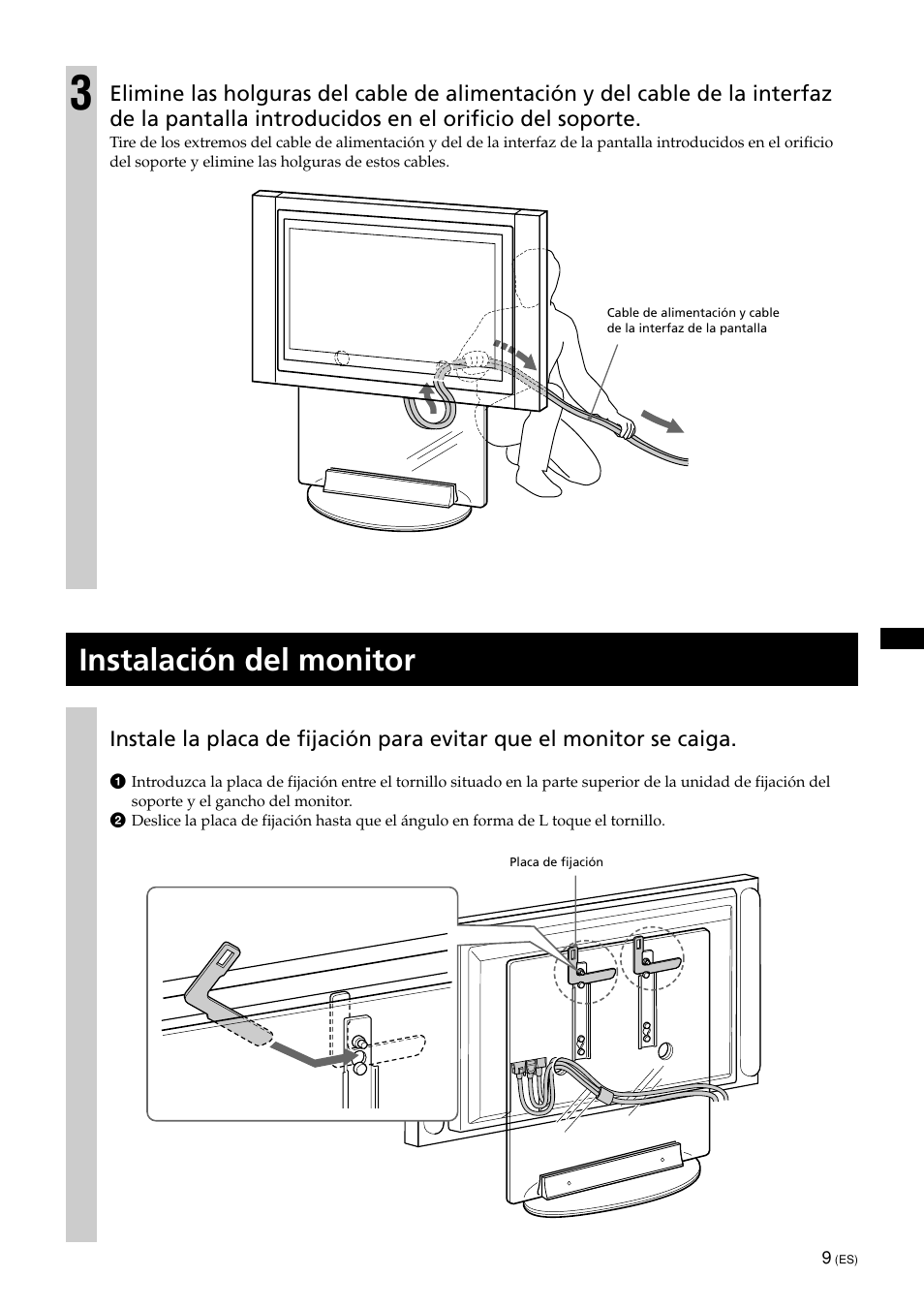 Instalación del monitor | Sony SU-PF1L User Manual | Page 29 / 36