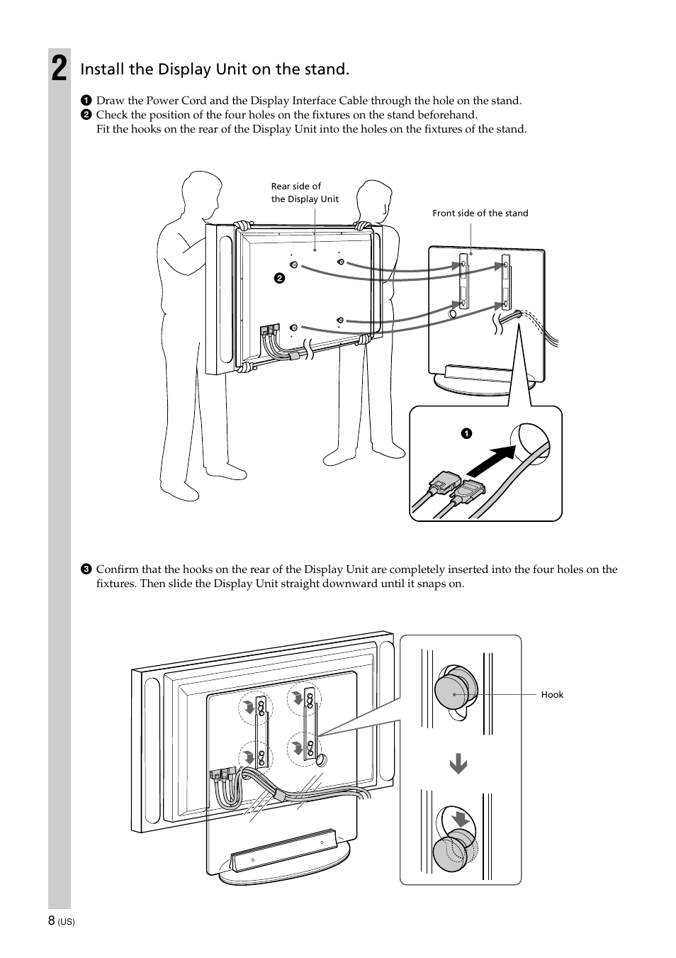 Install the display unit on the stand | Sony SU-PF1L User Manual | Page 8 / 36