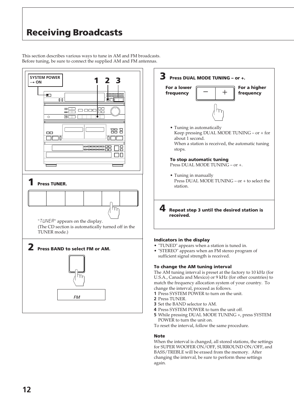 Receiving broadcasts | Sony SPK-HCD User Manual | Page 12 / 28