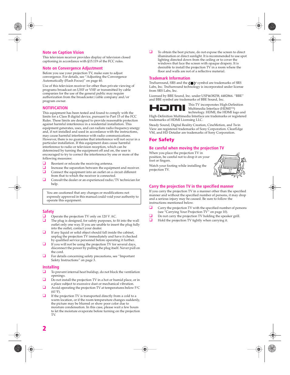 Sony KP 46WT520 User Manual | Page 3 / 85