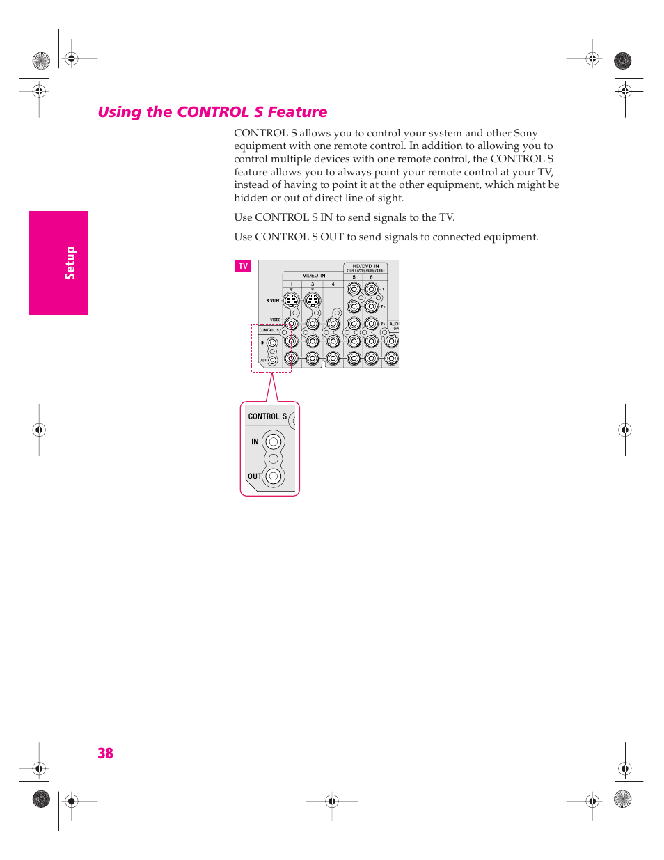 Using the control s feature | Sony KP 46WT520 User Manual | Page 39 / 85