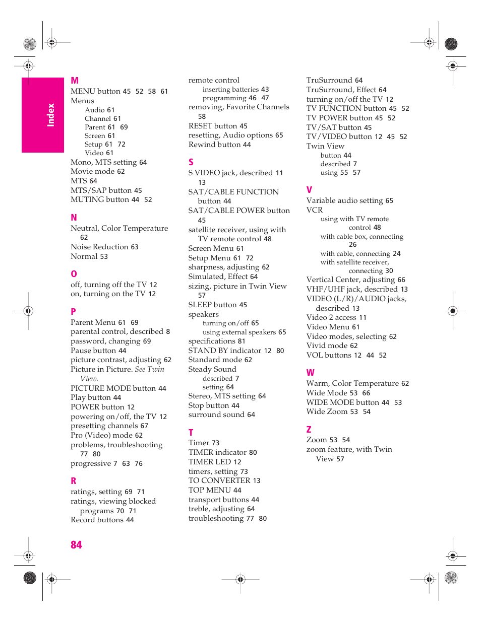 Sony KP 46WT520 User Manual | Page 85 / 85