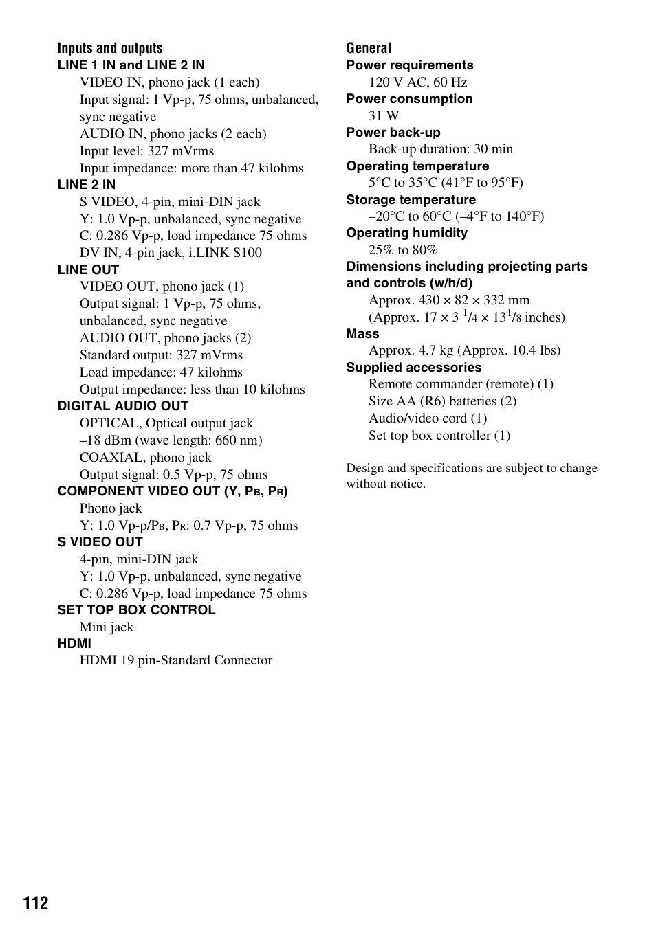 Sony RDR-VX555 User Manual | Page 112 / 160