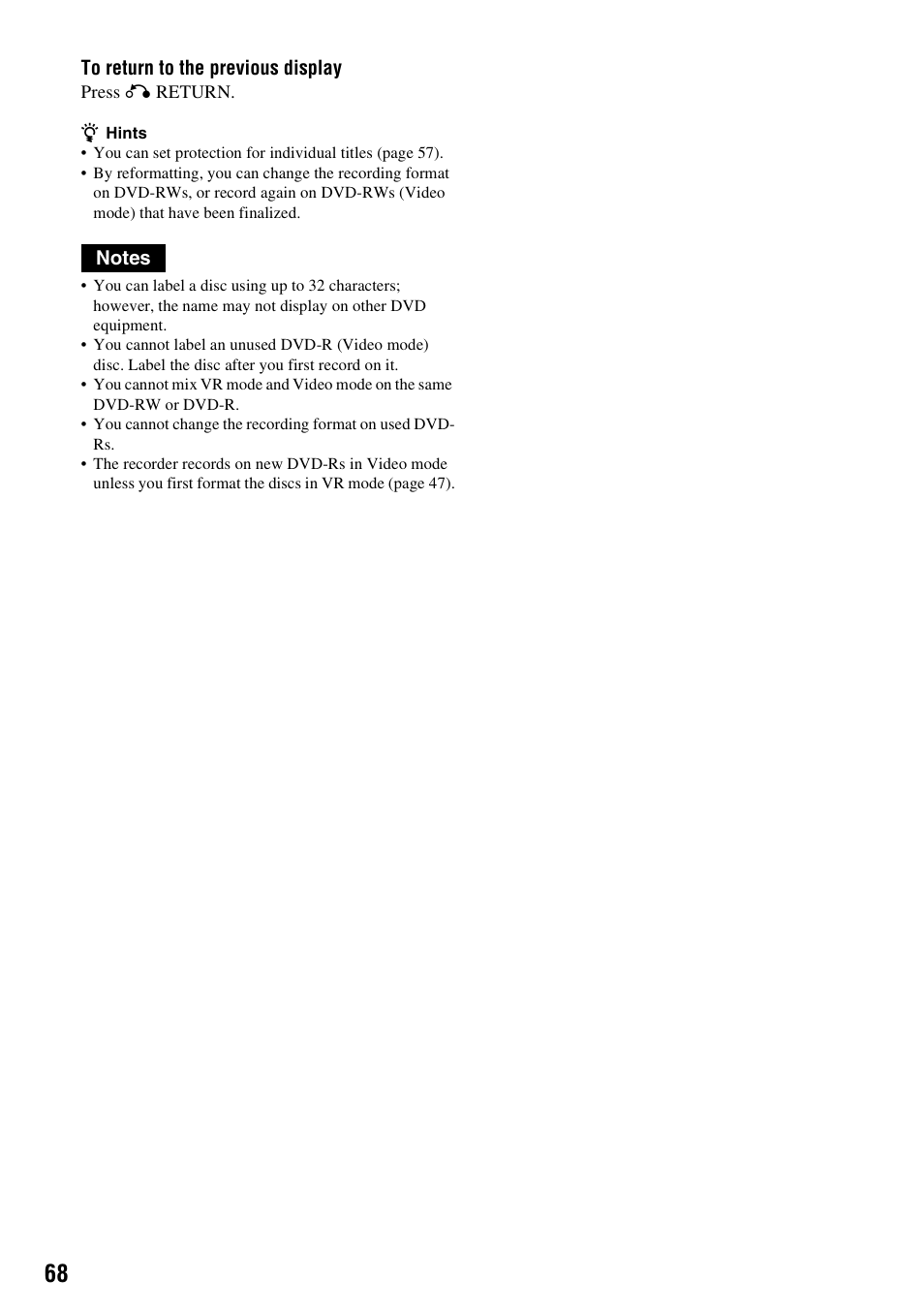 Sony RDR-VX555 User Manual | Page 68 / 160