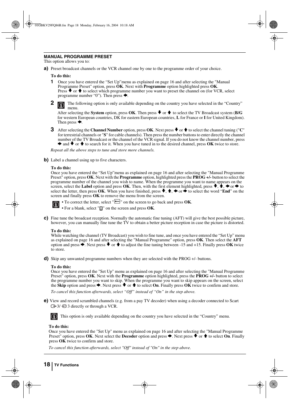 Sony FD Trinitron WEGA KV-32FQ86B User Manual | Page 18 / 32