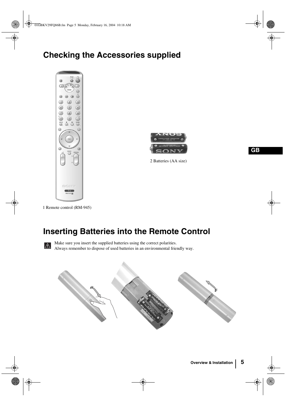 Sony FD Trinitron WEGA KV-32FQ86B User Manual | Page 5 / 32