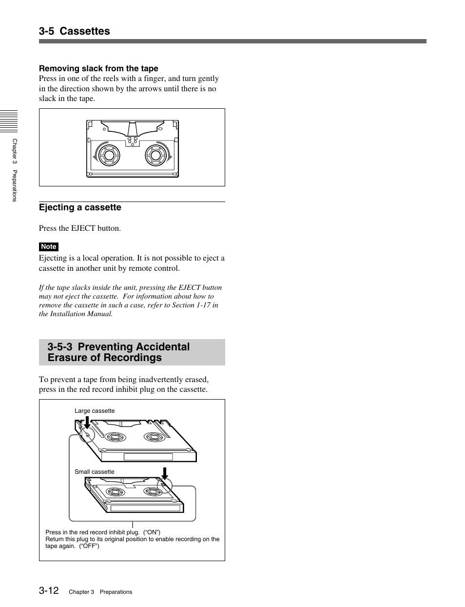 5-3 preventing accidental erasure of recordings, 5 cassettes | Sony MSW-M2000 User Manual | Page 42 / 144