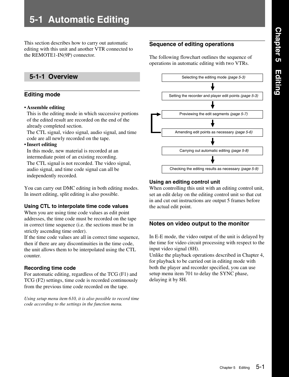 Chapter 5 editing, 1 automatic editing, 1-1 overview | Sony MSW-M2000 User Manual | Page 57 / 144