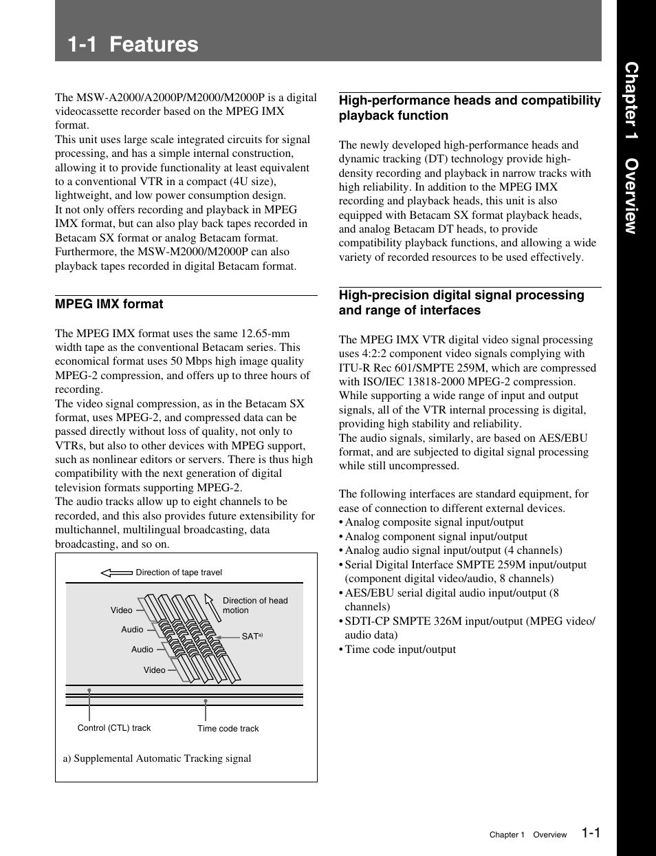 Chapter 1 overview, 1 features, Chapter 1 over vie w | Sony MSW-M2000 User Manual | Page 7 / 144