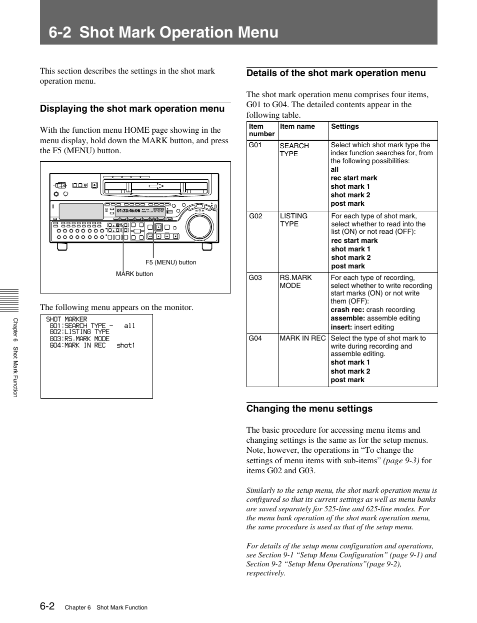2 shot mark operation menu | Sony MSW-M2000 User Manual | Page 74 / 144