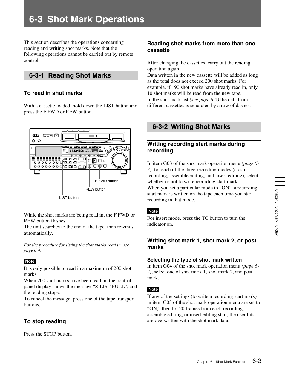 3 shot mark operations, 3-1 reading shot marks, 3-2 writing shot marks | Sony MSW-M2000 User Manual | Page 75 / 144
