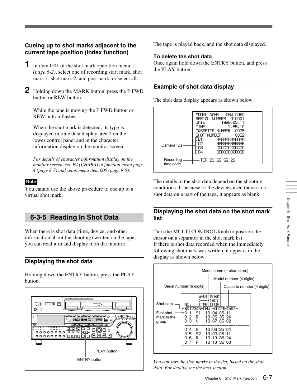 3-5 reading in shot data | Sony MSW-M2000 User Manual | Page 79 / 144