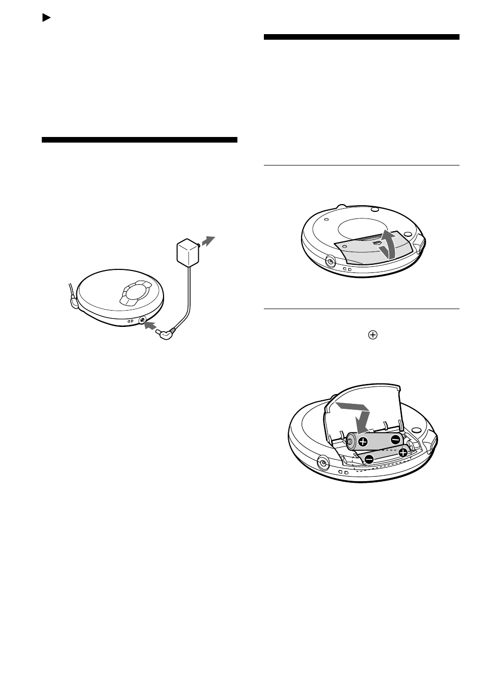 Connecting a power source, Using the ac power adaptor, Using the rechargeable batteries | Sony D-MJ95 User Manual | Page 20 / 28