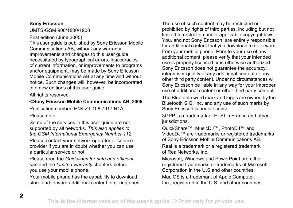 Sony K608i User Manual | Page 2 / 96
