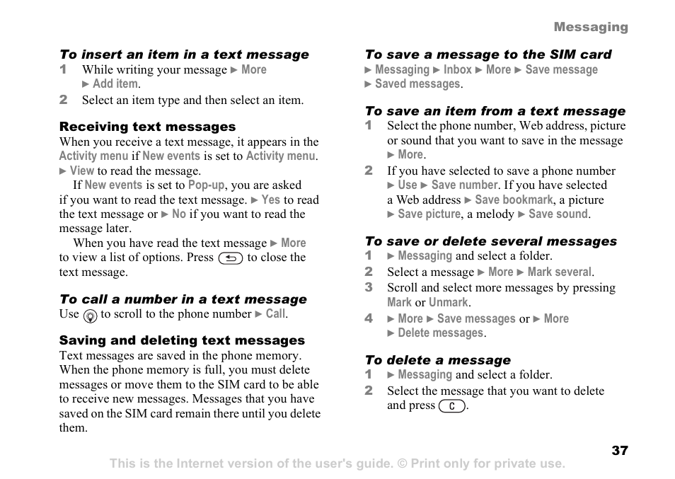 Sony K608i User Manual | Page 37 / 96