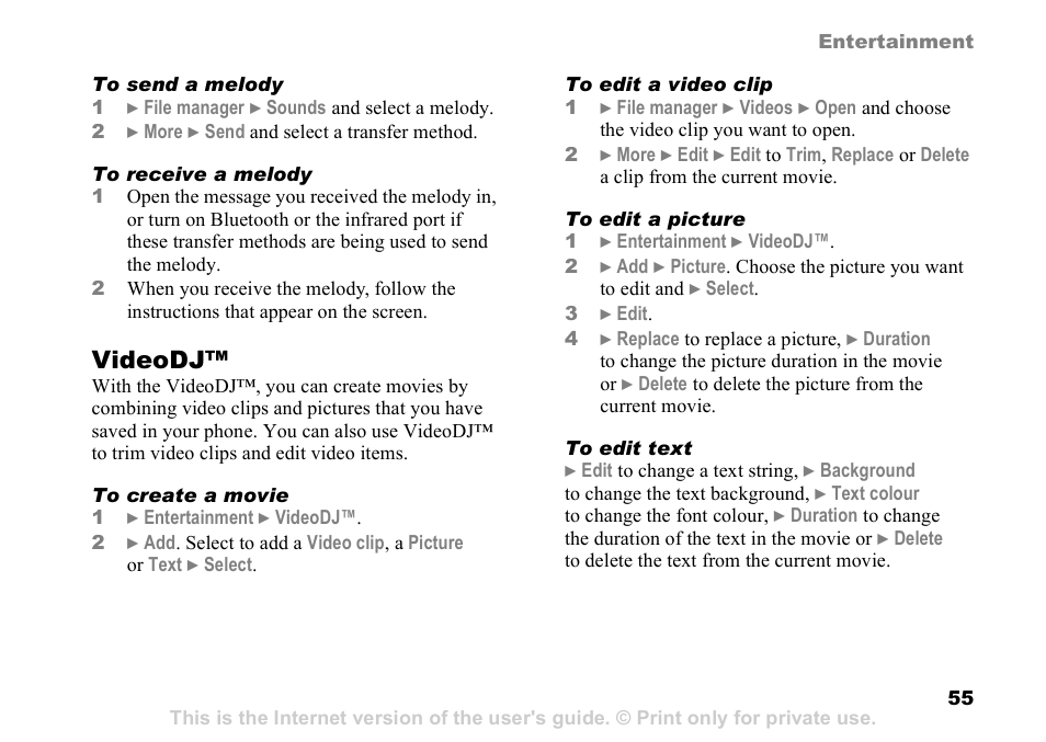 Videodj | Sony K608i User Manual | Page 55 / 96