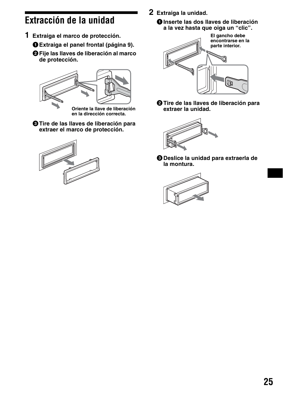 Extracción de la unidad, 25 extracción de la unidad | Sony CDX-F5500 User Manual | Page 53 / 84