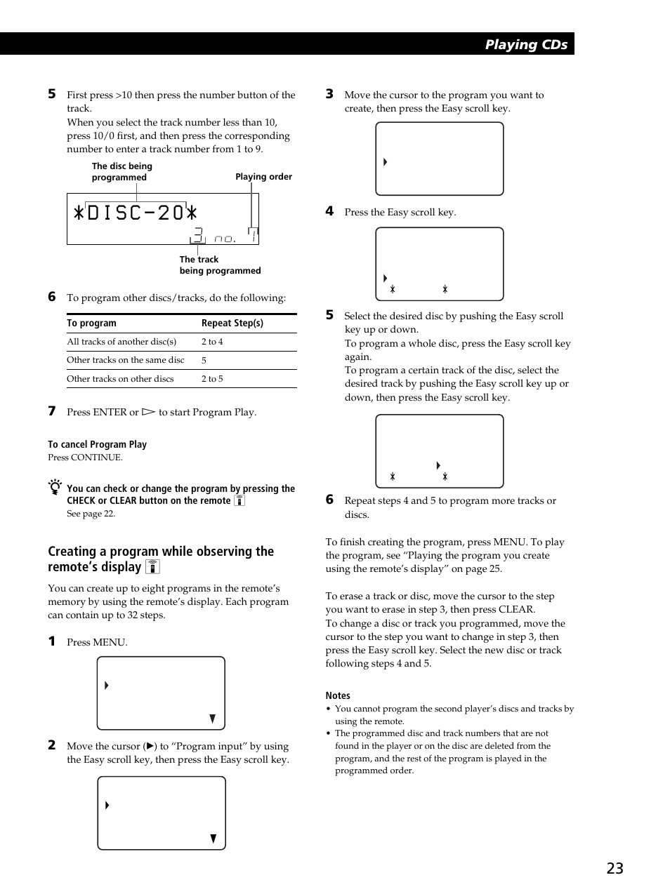 Playing cds, Playing cds 5 | Sony CDP-CX450 User Manual | Page 23 / 48