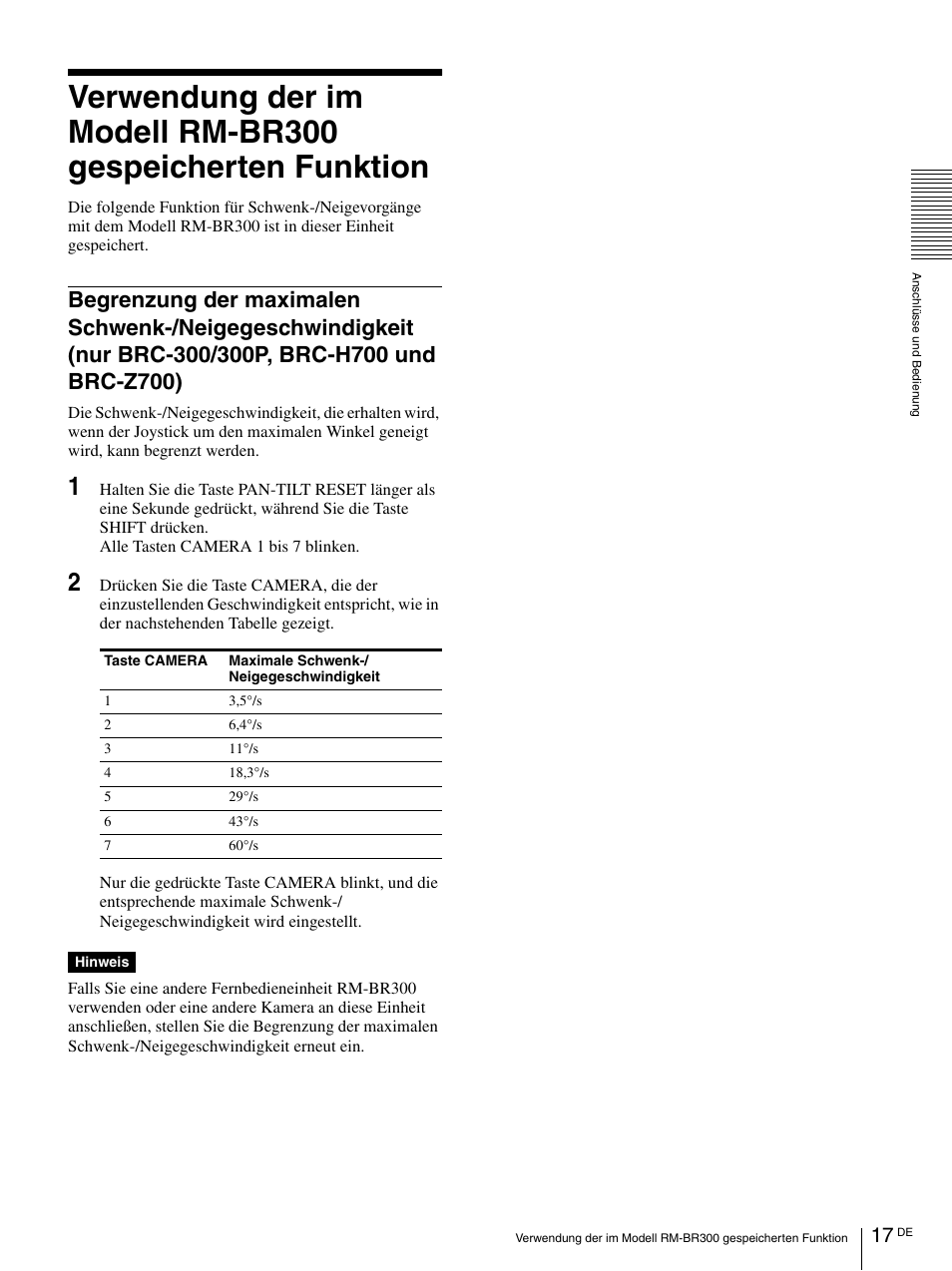 Begrenzung der maximalen schwenk | Sony RM-BR300 User Manual | Page 75 / 80