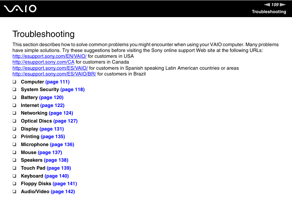 Troubleshooting | Sony VAIO VGN-NR Series User Manual | Page 109 / 162