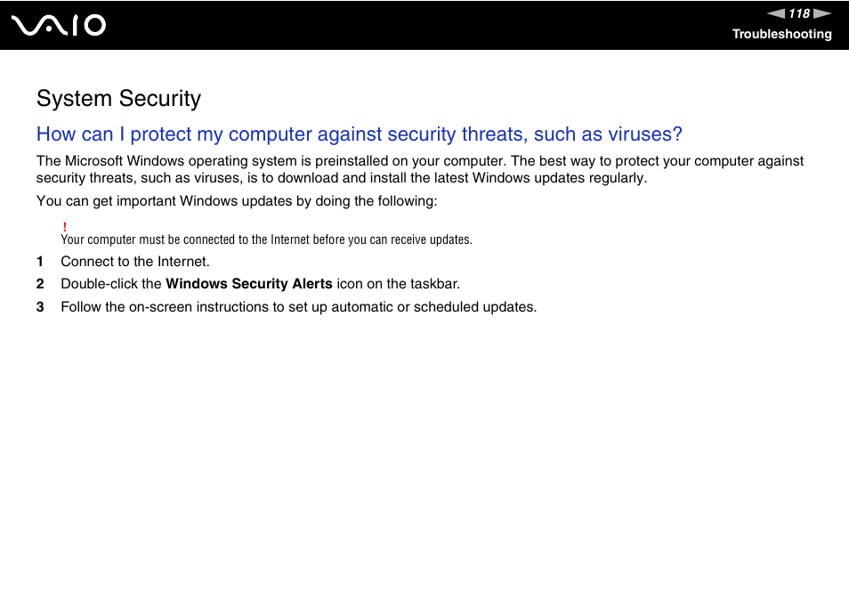 System security | Sony VAIO VGN-NR Series User Manual | Page 118 / 162