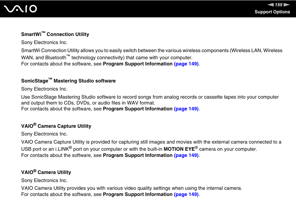 Sony VAIO VGN-NR Series User Manual | Page 155 / 162